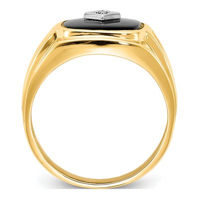 Men's 14K Yellow Gold Onyx & Diamond Cushion Ring – view 3