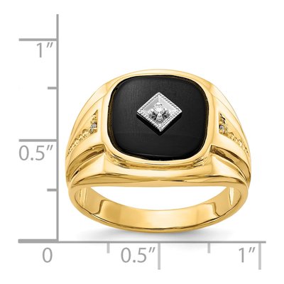Men's 14K Yellow Gold Onyx & Diamond Cushion Ring – view 6