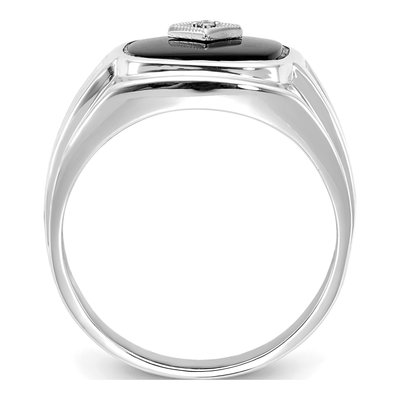 Men's 14K White Gold Onyx & Diamond Cushion Ring – view 2