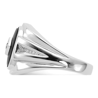 Men's 14K White Gold Onyx & Diamond Cushion Ring – view 3