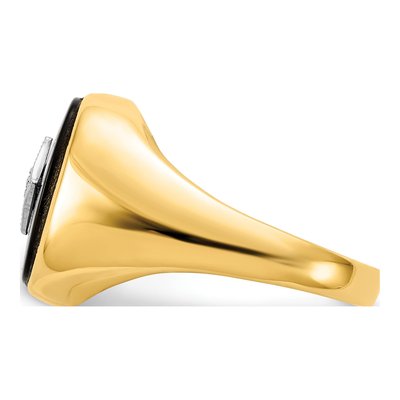 Men's 14K Yellow Gold Onyx & Diamond Cushion Ring – view 4