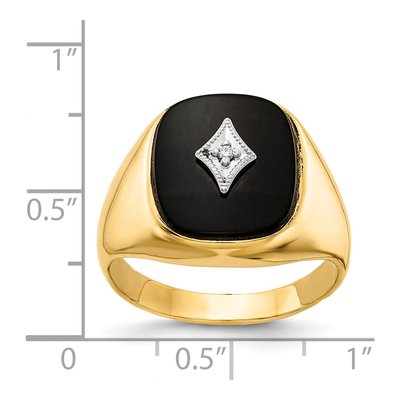 Men's 14K Yellow Gold Onyx & Diamond Cushion Ring – view 6