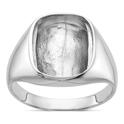 Men's 14K White Gold Holds Cushion Onyx Diamond Ring Mounting