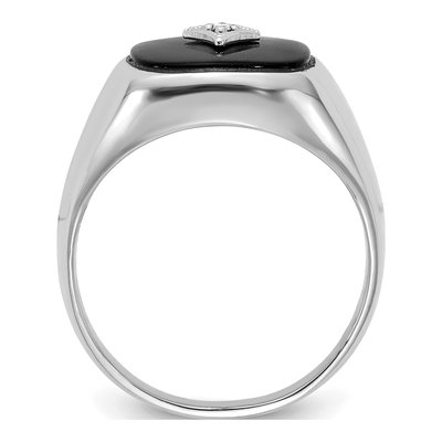 Men's 14K White Gold Onyx & Diamond Cushion Ring – view 2