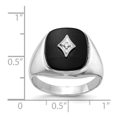 Men's 14K White Gold Onyx & Diamond Cushion Ring – view 5