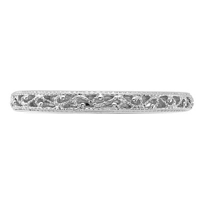 14K White Gold 3mm Filigree Wedding Band – view 5