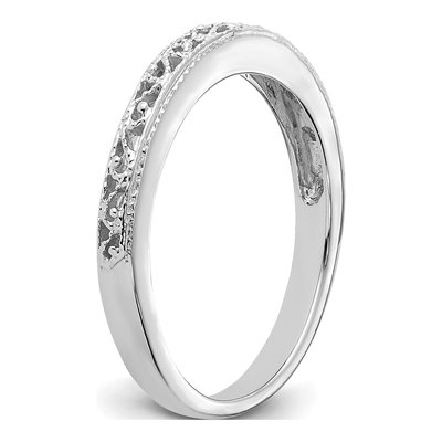 14K White Gold 3mm Filigree Wedding Band – view 7