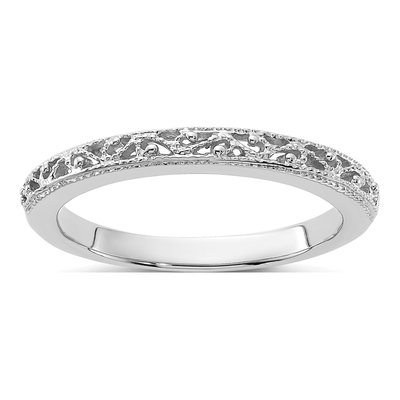 14K White Gold 3mm Filigree Wedding Band