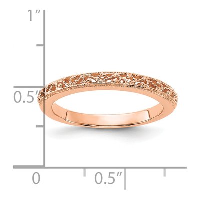 14K Rose Gold 3mm Filigree Wedding Band – view 3