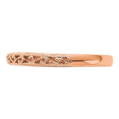 14K Rose Gold 3mm Filigree Wedding Band – view 4