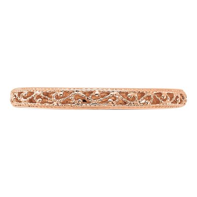 14K Rose Gold 3mm Filigree Wedding Band – view 5