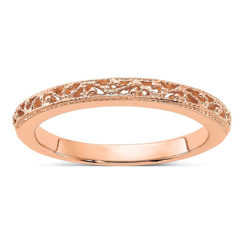 14K Rose Gold 3mm Filigree Wedding Band