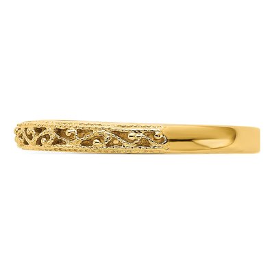 14K Yellow Gold 3mm Filigree Wedding Band – view 3