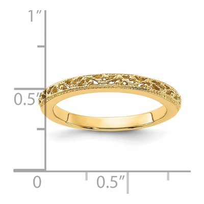 14K Yellow Gold 3mm Filigree Wedding Band – view 4