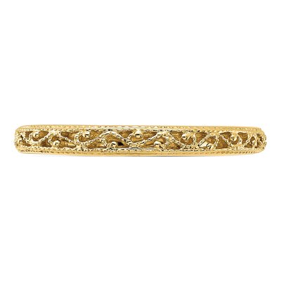 14K Yellow Gold 3mm Filigree Wedding Band – view 5
