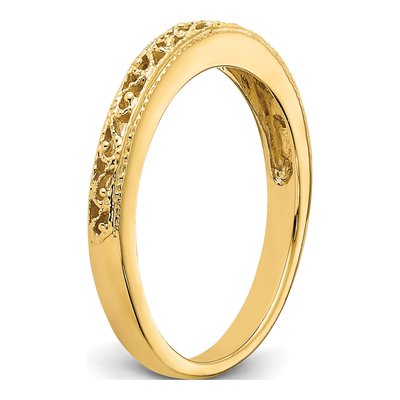 14K Yellow Gold 3mm Filigree Wedding Band – view 7
