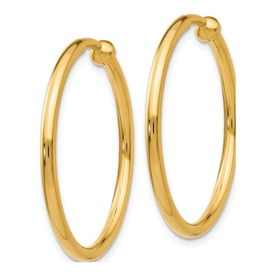 14K Yellow Gold 25mm Non-Pierced Tube Hoop Earrings – view 2