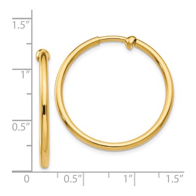 14K Yellow Gold 25mm Non-Pierced Tube Hoop Earrings – view 4