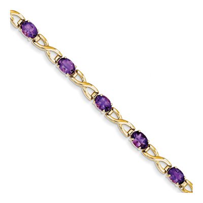 14K Yellow Gold Amethyst Oval Bracelet