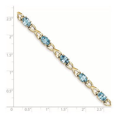 14K Yellow Gold Oval Blue Topaz Bracelet – view 2