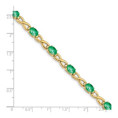 14K Yellow Gold Emerald Oval Bracelet – view 3