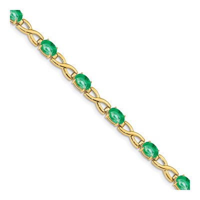 14K Yellow Gold Emerald Oval Bracelet
