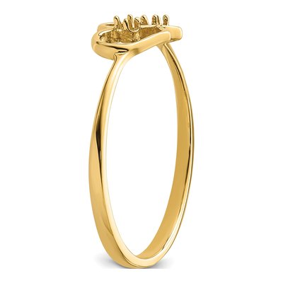 14K Yellow Gold Heart Ring Mounting – view 6
