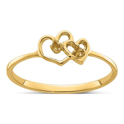 14K Yellow Gold Heart Ring Mounting