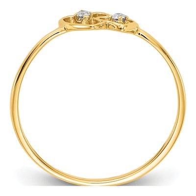 14K Yellow Gold Diamond Two Hearts Ring – view 3