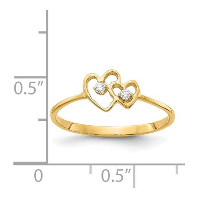 14K Yellow Gold Diamond Two Hearts Ring – view 5
