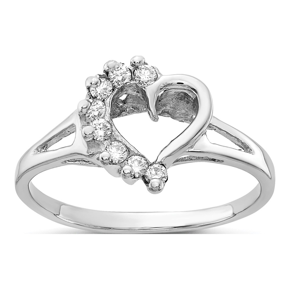 14K White Gold 1/8 ct tw Diamond Heart Ring