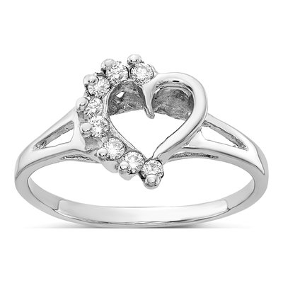 14K White Gold 1/8 ct tw Diamond Heart Ring