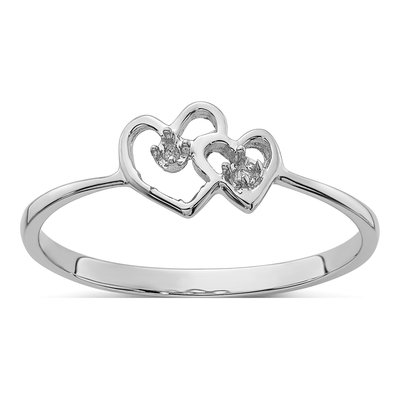 14K White Gold Heart Ring Mounting