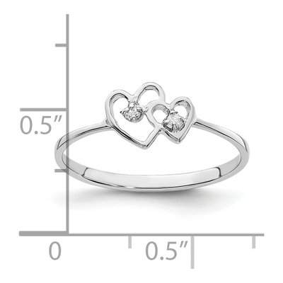 14K White Gold Diamond Two Hearts Ring – view 4