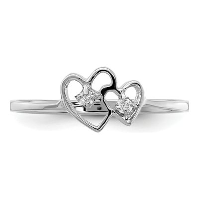 14K White Gold Diamond Two Hearts Ring – view 6