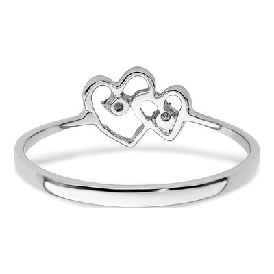 14K White Gold Diamond Two Hearts Ring – view 7