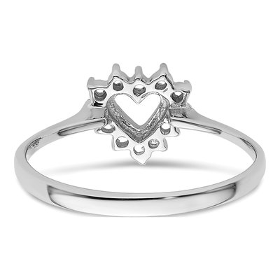 14K White Gold Diamond Heart Ring Mounting – view 4