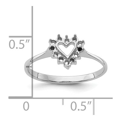 14K White Gold Diamond Heart Ring Mounting – view 6