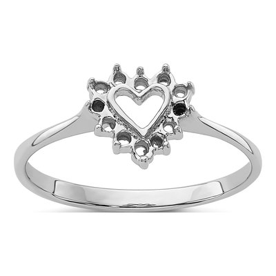 14K White Gold Diamond Heart Ring Mounting