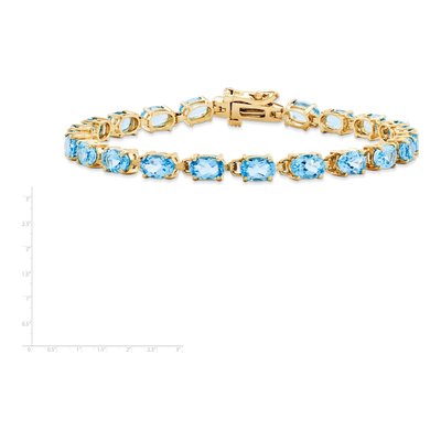 14K Yellow Gold Swiss Blue Topaz Oval Bracelet – view 2