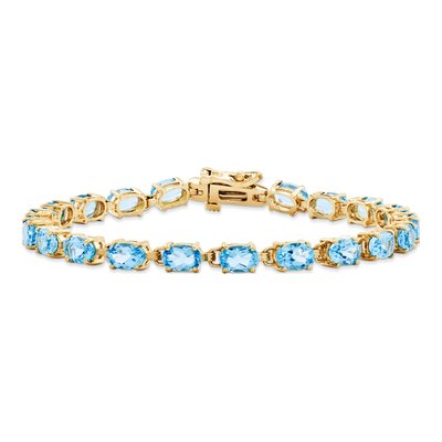14K Yellow Gold Swiss Blue Topaz Oval Bracelet