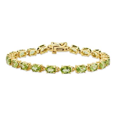 14K Yellow Gold Peridot Oval Bracelet