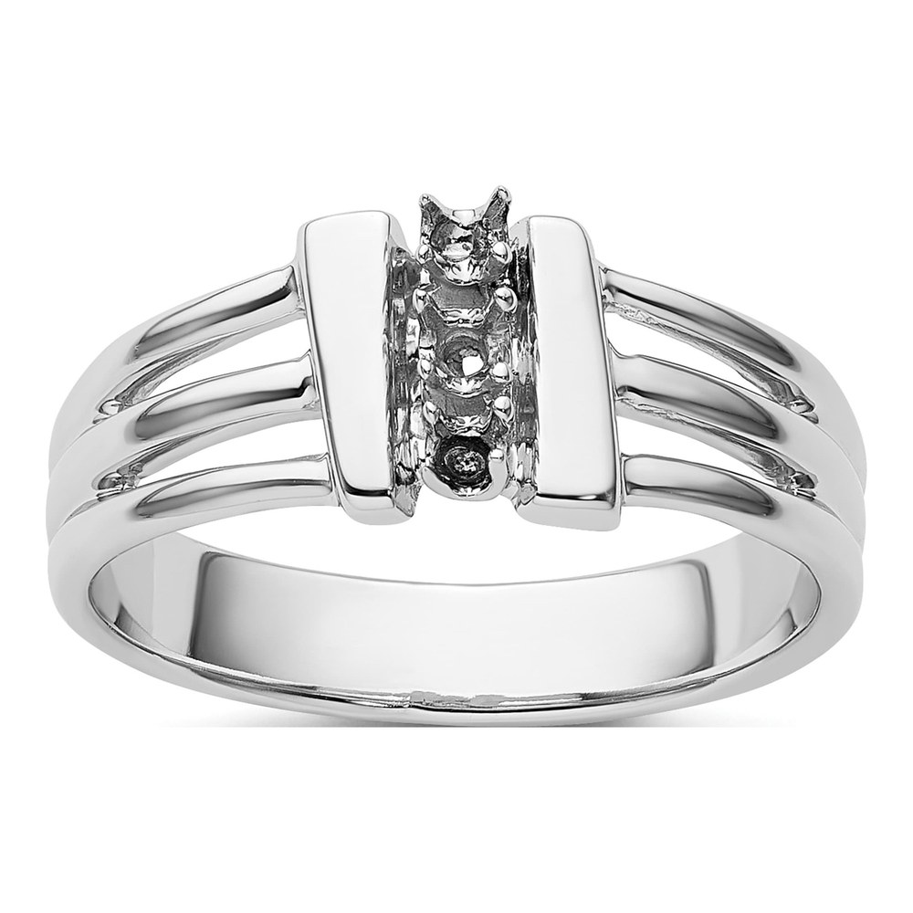 14K White Gold 3-Stone Ring Mounting