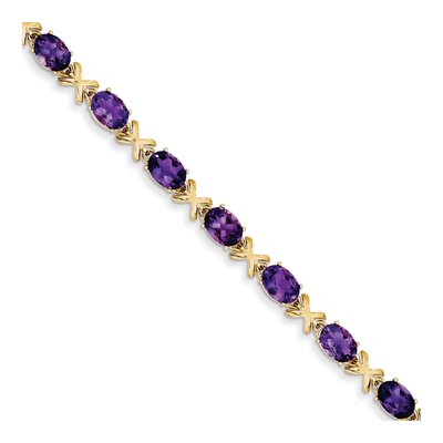 14K Yellow Gold Amethyst Oval Bracelet