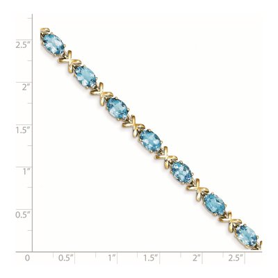 14K Yellow Gold Swiss Blue Topaz Oval Bracelet – view 2
