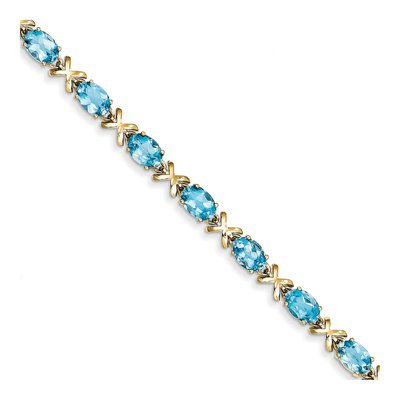 14K Yellow Gold Swiss Blue Topaz Oval Bracelet