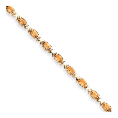 14K Yellow Gold Citrine & Diamond Natural Bracelet