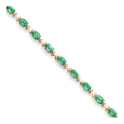 14K Yellow Gold Emerald Oval Bracelet