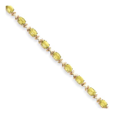 14K Yellow Gold Peridot Oval Bracelet