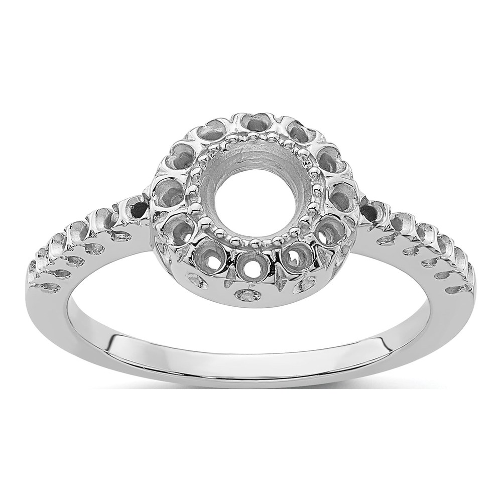 14K White Gold Holds Round Ring Mounting